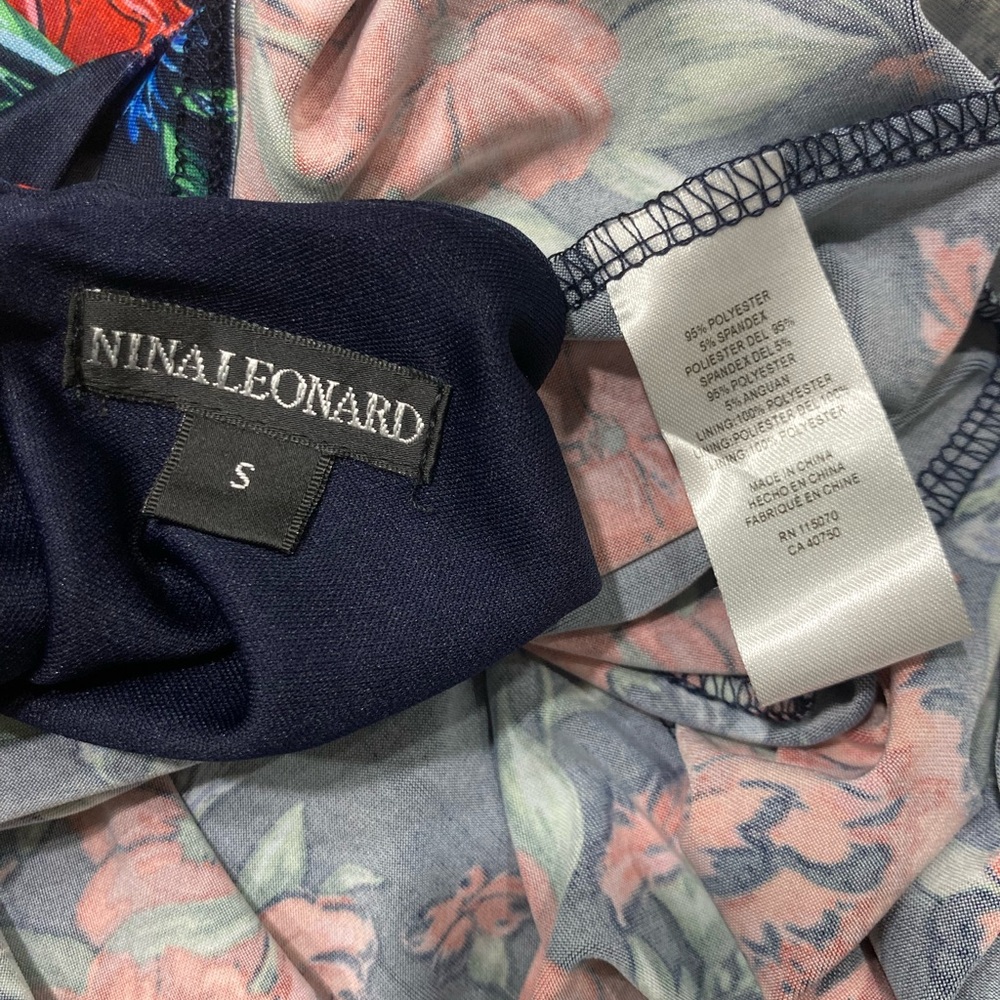 NWOT Nina Leonard Navy Floral Maxi Dress - Picture 8 of 8